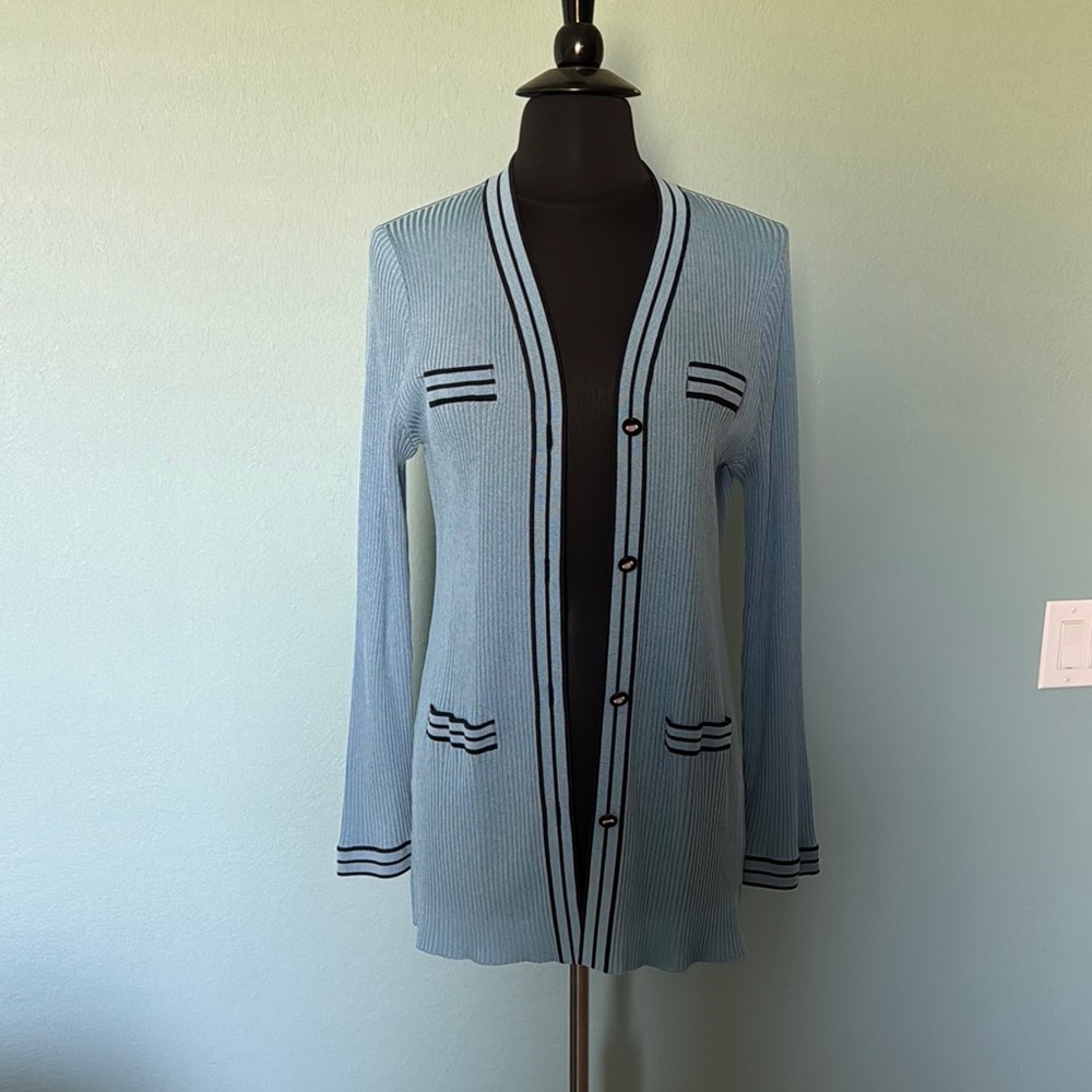 Blue Striped Women's Sweater - Picture 1 of 4